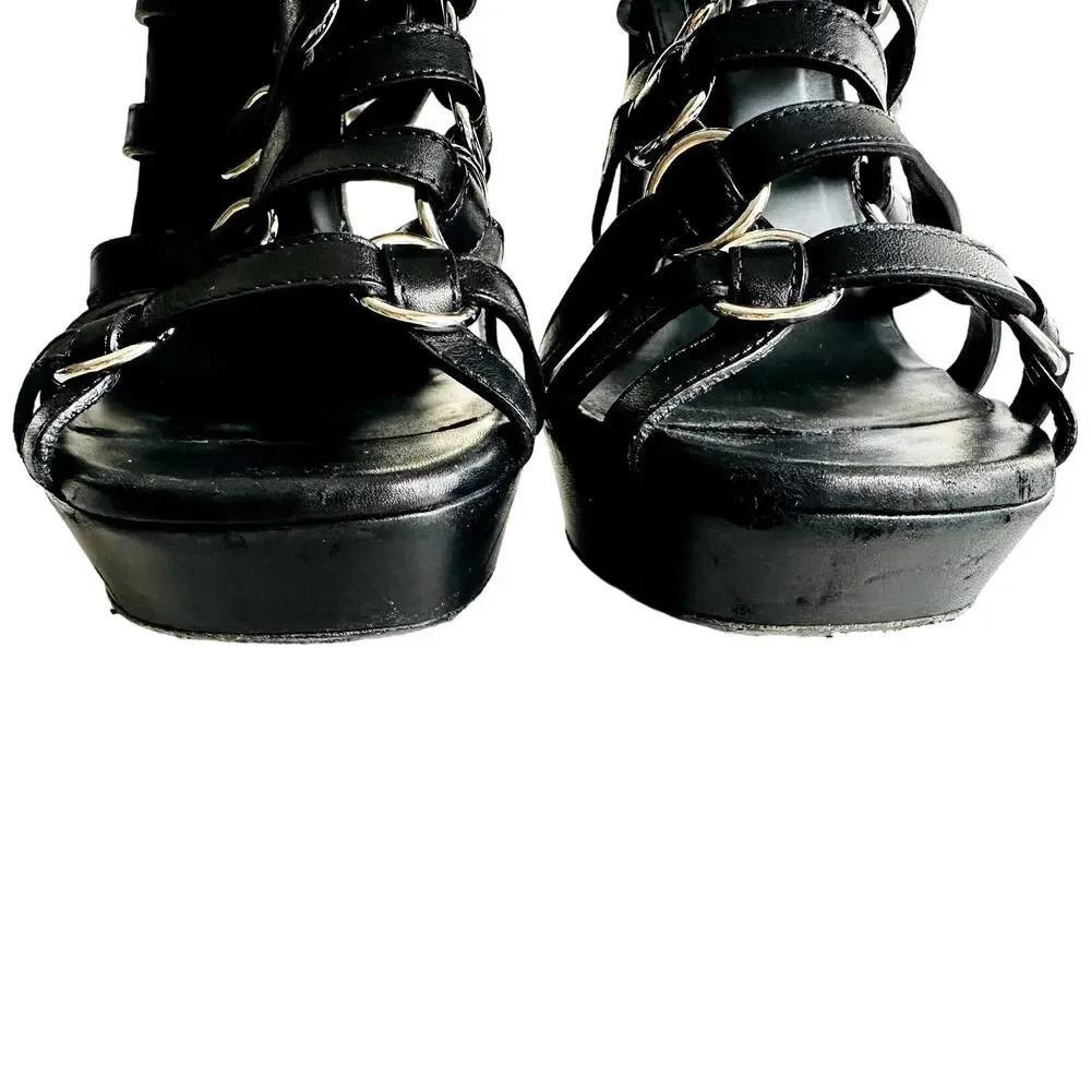 Saint Laurent Nina Cage Sandals Size 38.5 Calfskin Black w/Box Dustbag 316198 - Picture 5 of 12